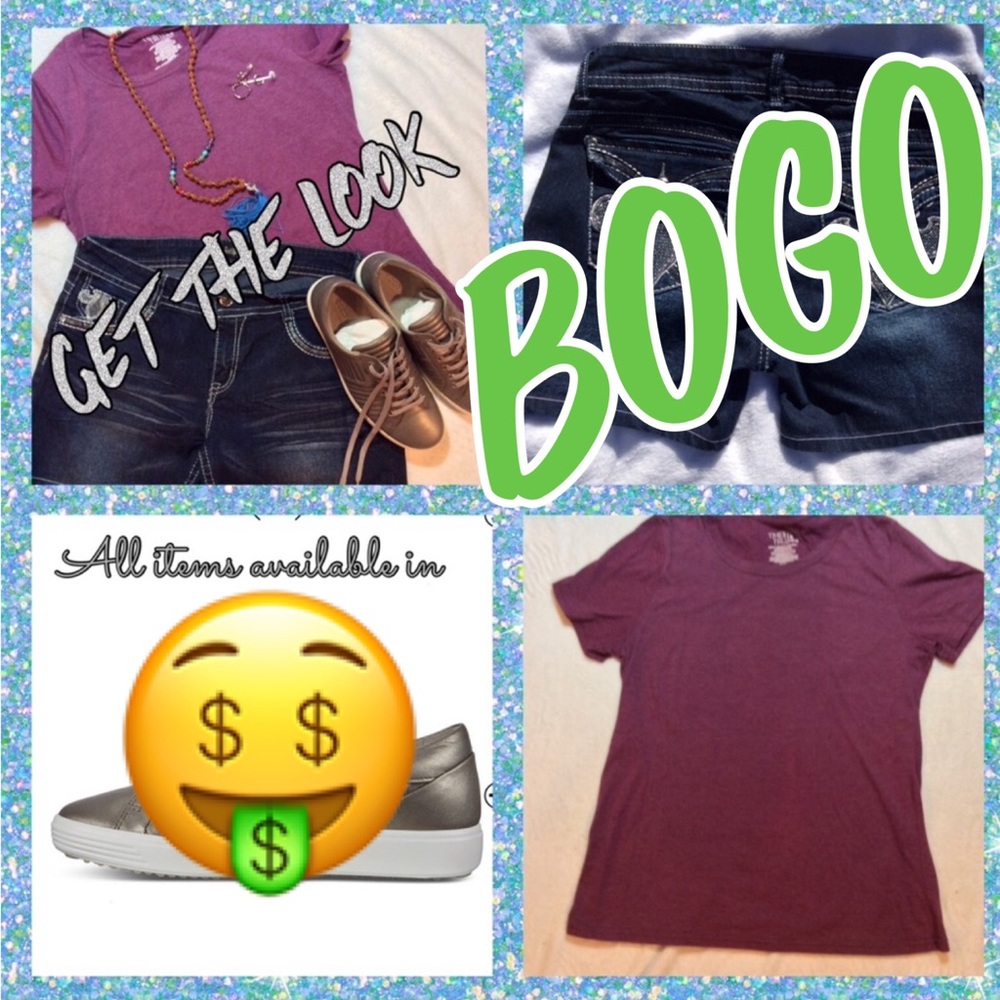 🤑BOGO🤑 CREW NECK, SHORT SLEEVE PURPLE T-SHIRT